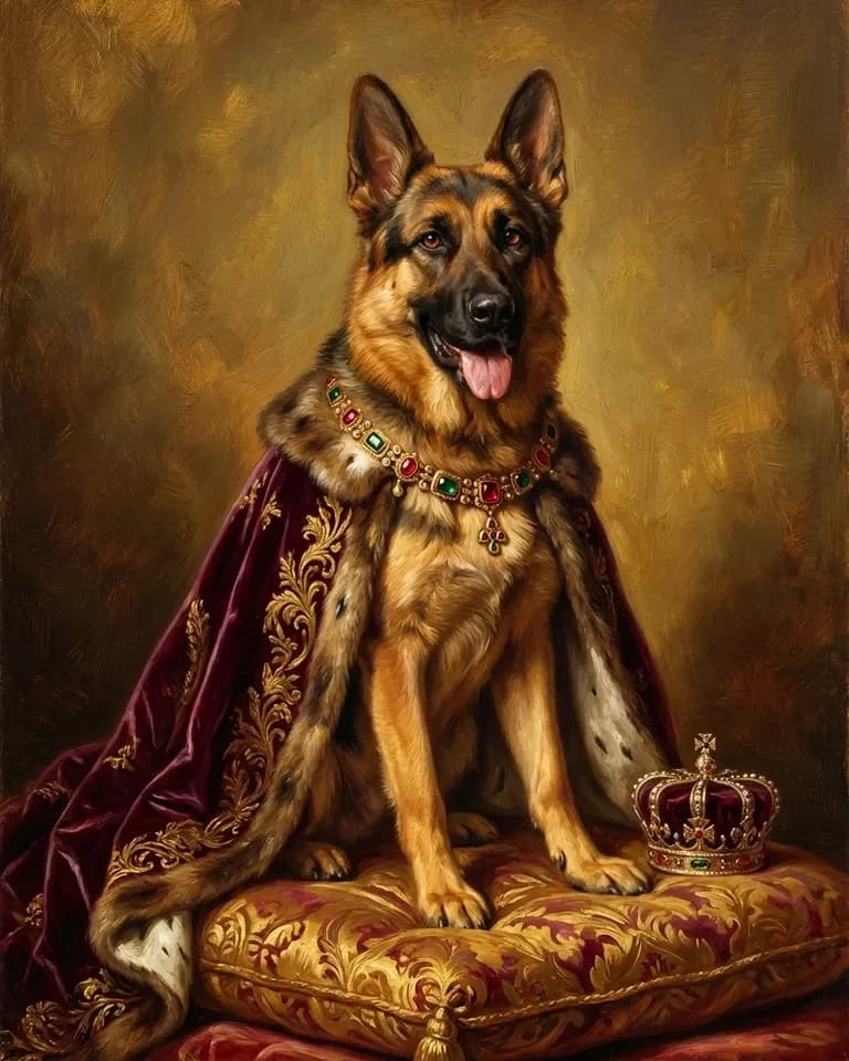 AI dog portrait in classical art style
