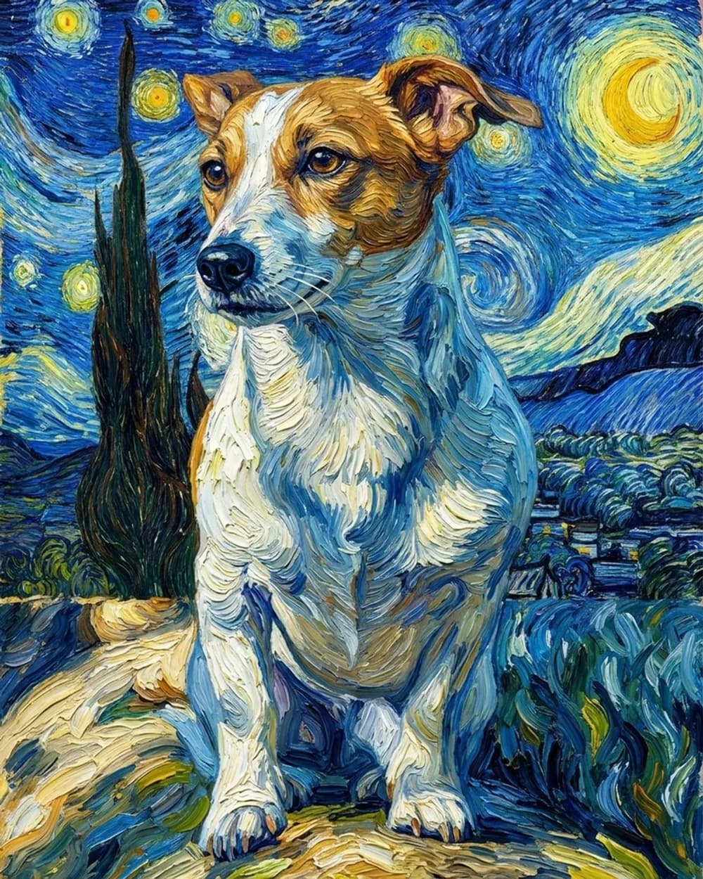 AI-generated renaissance dog portrait