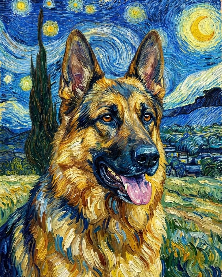 AI dog portrait in warrior style